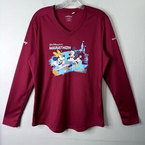 Run Disney 2022 Walt Disney World Marathon Burgundy Athletic Shirt Women's Sz L